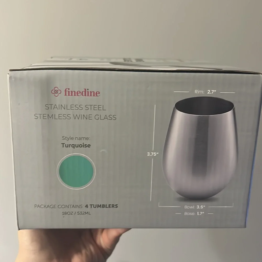 NIB Finedine Stainless Steel Wine Glasses - Picture 2 of 3